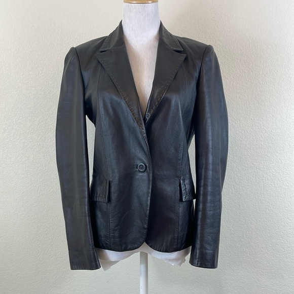 Zanella Jackets & Blazers - Zanella dark chocolate leather single button blazer